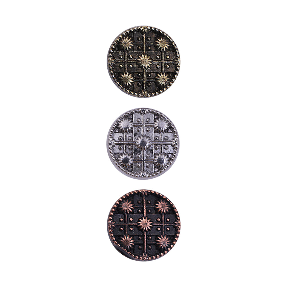 Round Shape Engraved Design Kurta Metal Buttons