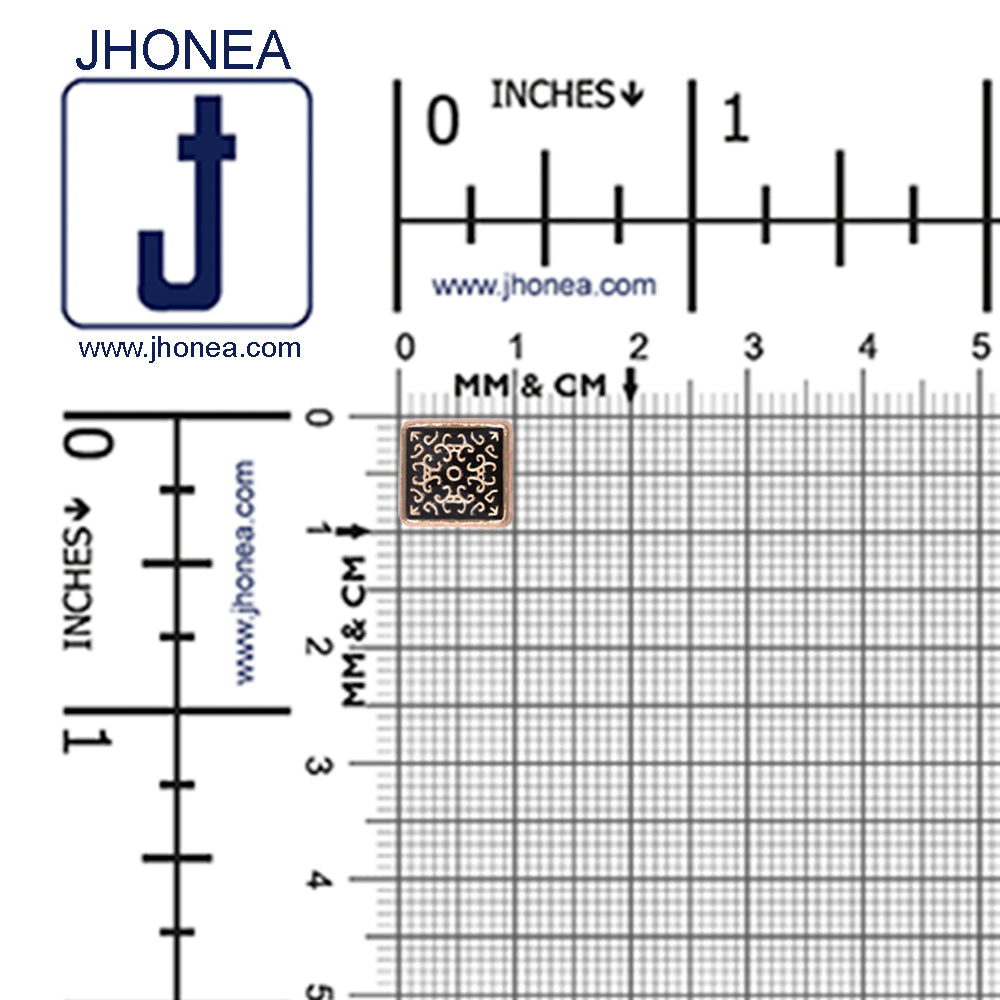 Square Shape Shiny Gold with Black Lamination Metal Buttons