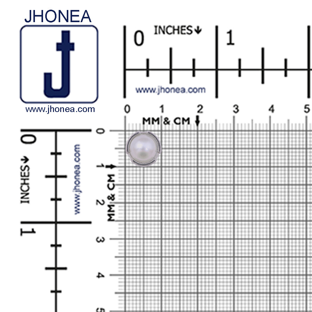 10mm (16L) Rounded Rim Shiny Silver Pearl Buttons