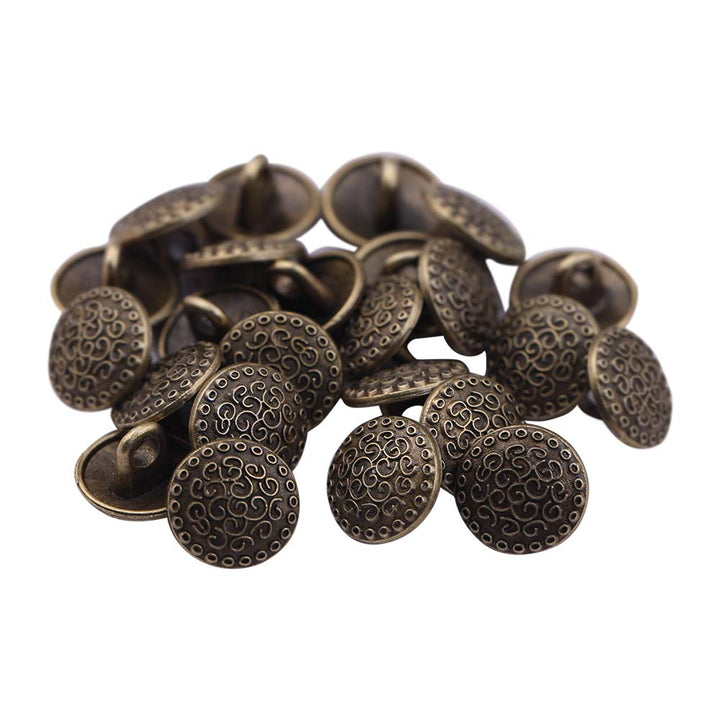 Round Shape Engraved Lines Design Loop Metal Buttons