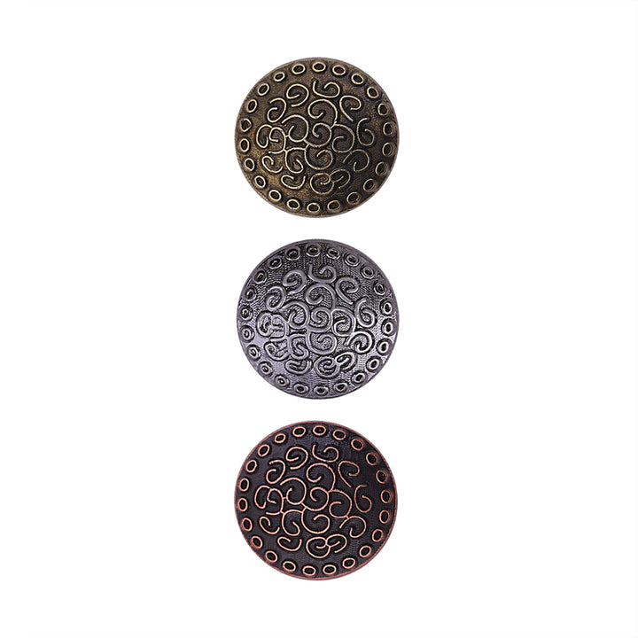 Round Shape Engraved Lines Design Loop Metal Buttons