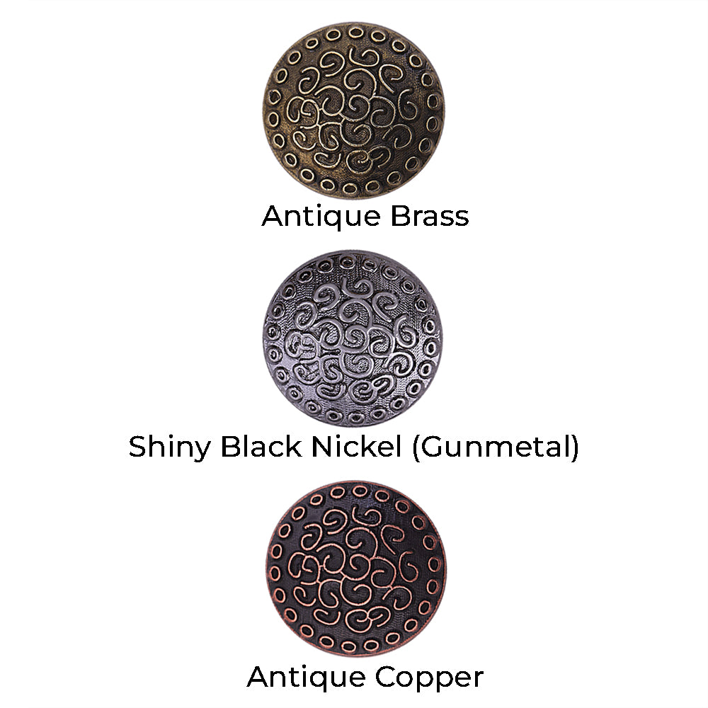 Round Shape Engraved Lines Design Loop Metal Buttons