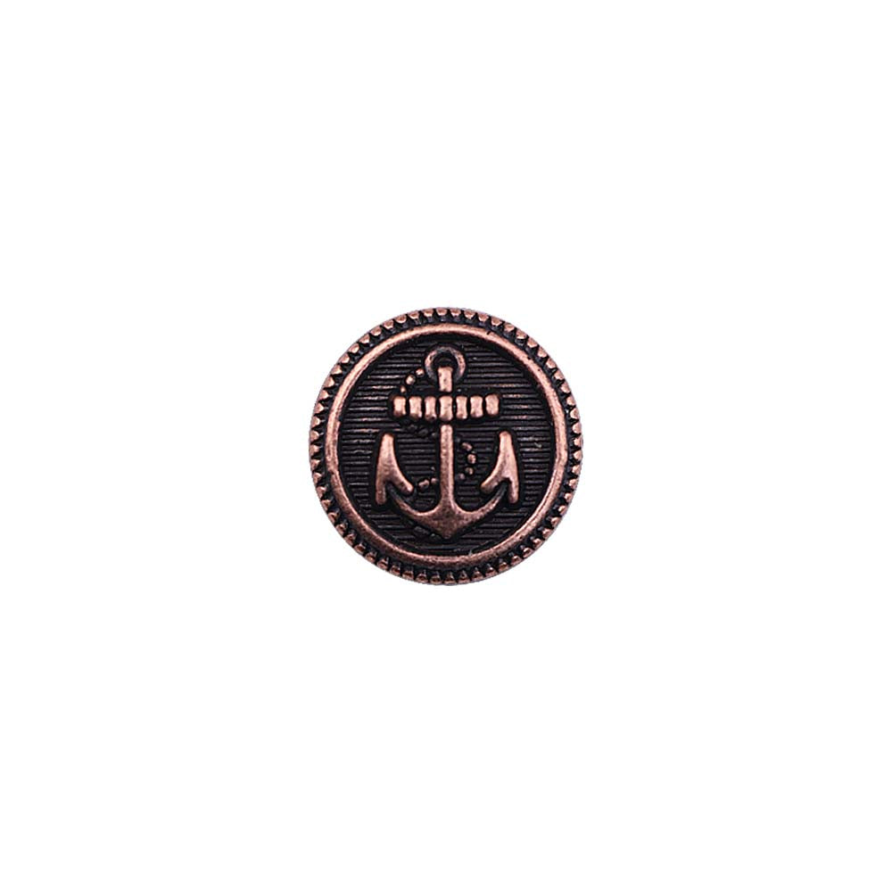 Round Shape Anchor Logo Engraved Design Loop Metal Buttons