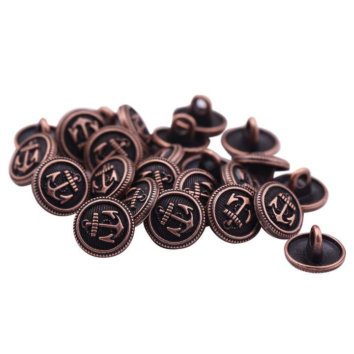 Round Shape Anchor Logo Engraved Design Loop Metal Buttons