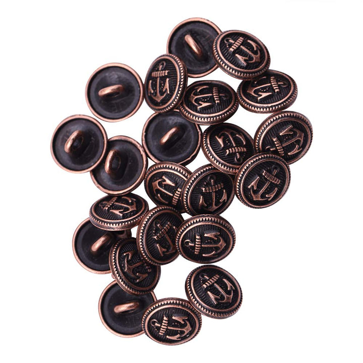 Round Shape Anchor Logo Engraved Design Loop Metal Buttons