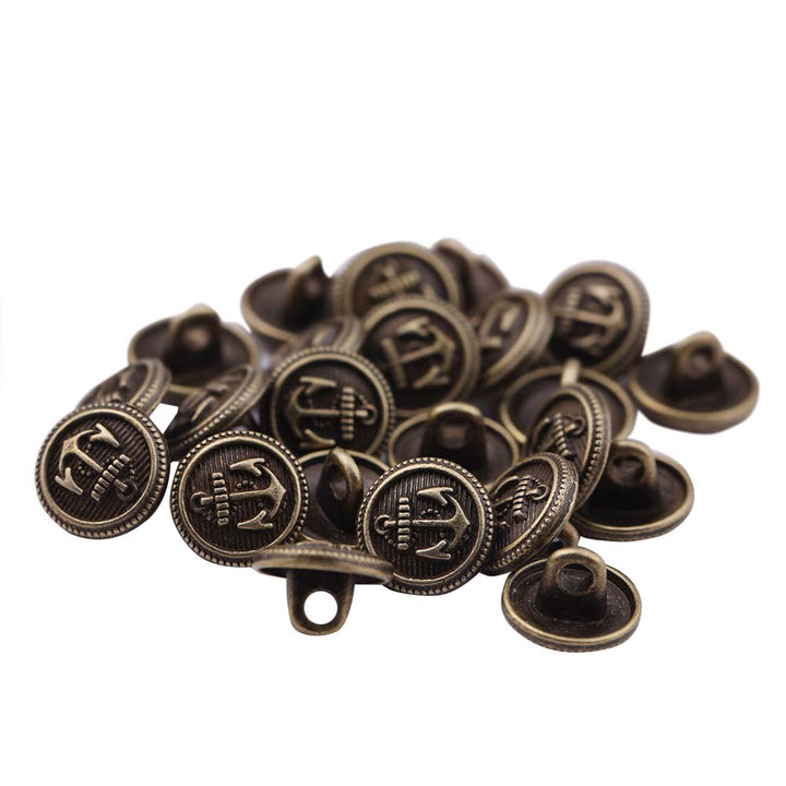 Round Shape Anchor Logo Engraved Design Loop Metal Buttons