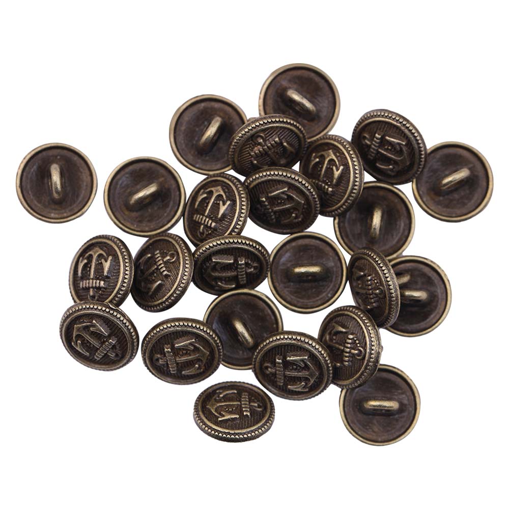 Round Shape Anchor Logo Engraved Design Loop Metal Buttons