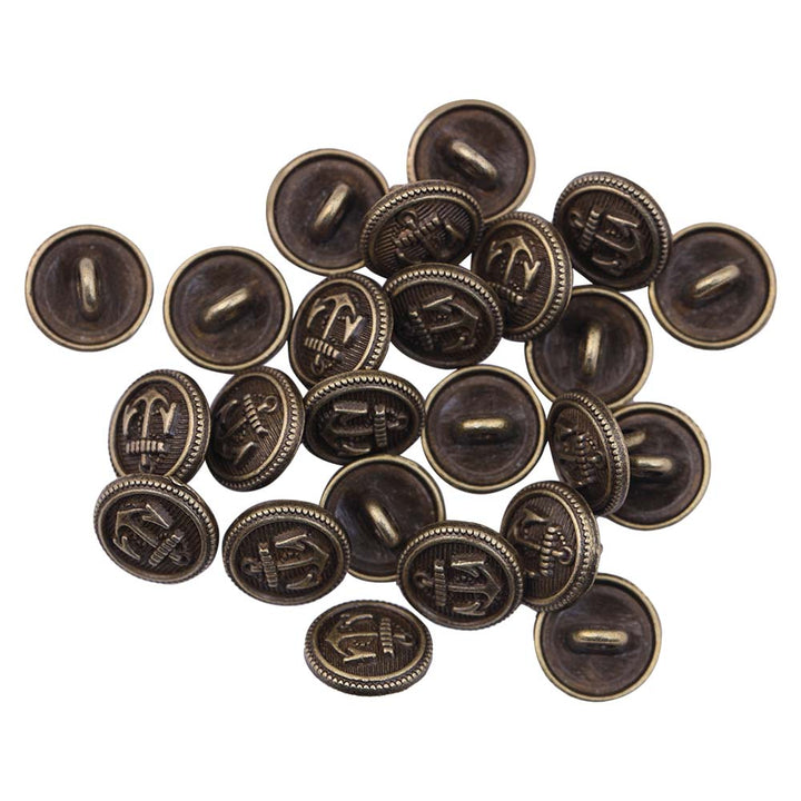 Round Shape Anchor Logo Engraved Design Loop Metal Buttons