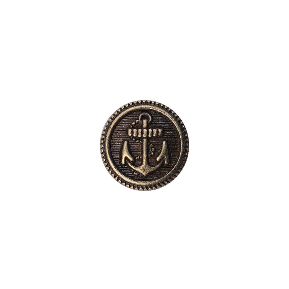 Round Shape Anchor Logo Engraved Design Loop Metal Buttons