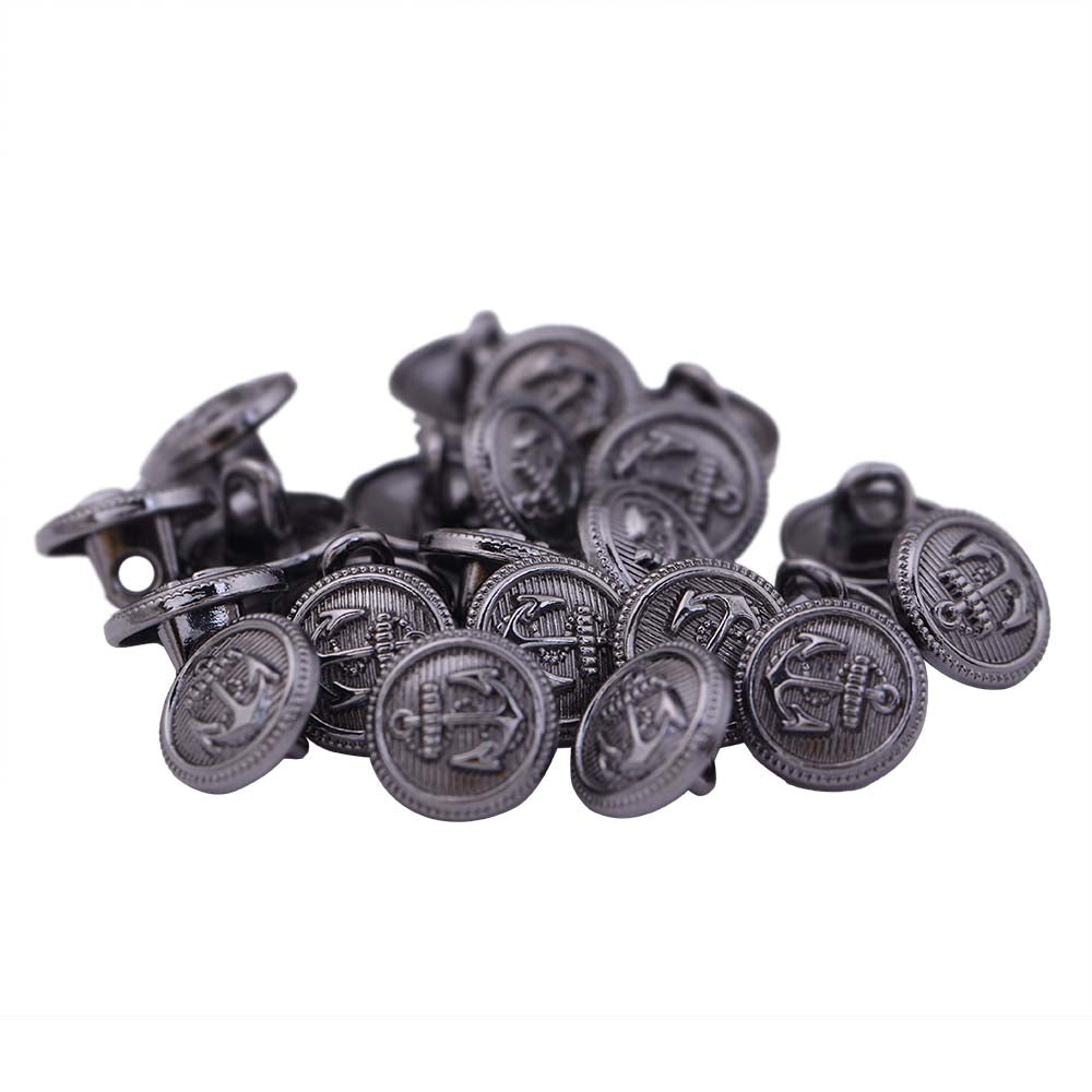 Round Shape Anchor Logo Engraved Design Loop Metal Buttons