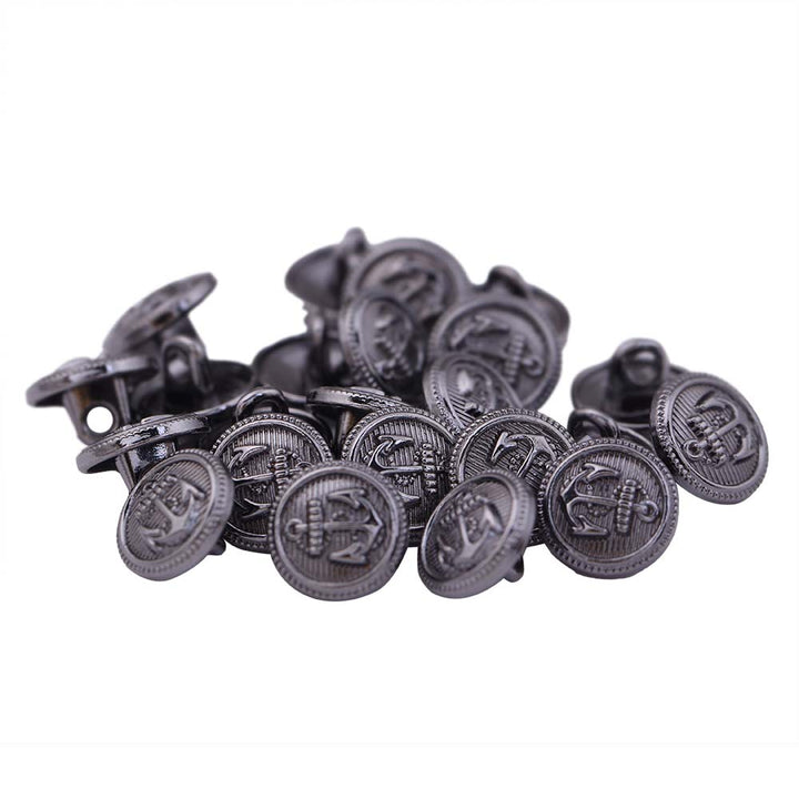 Round Shape Anchor Logo Engraved Design Loop Metal Buttons