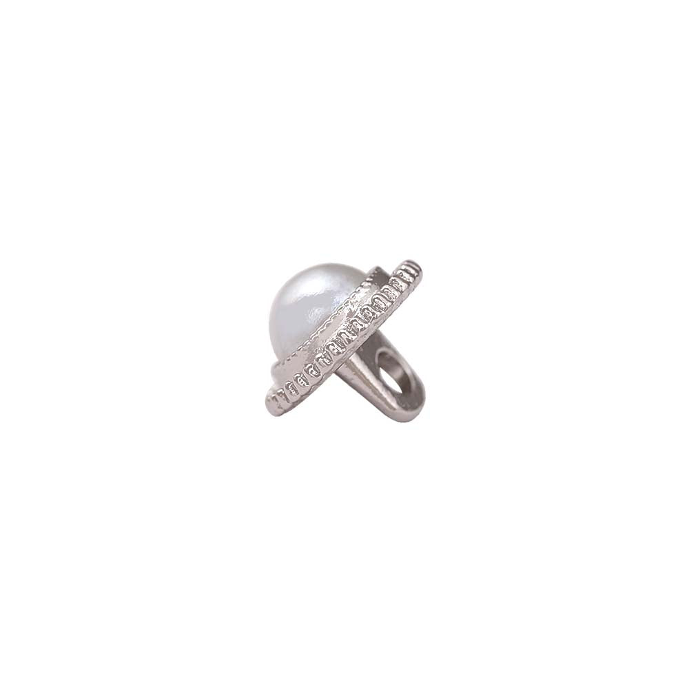 Round Shape Shiny Decorative Pearl Metal Buttons for Dresses