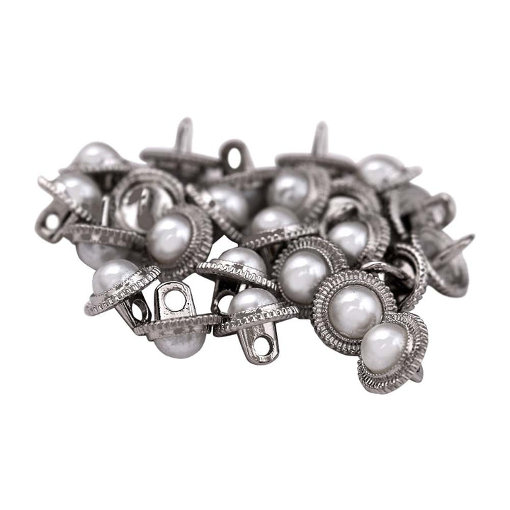 Round Shape Shiny Decorative Pearl Metal Buttons for Dresses