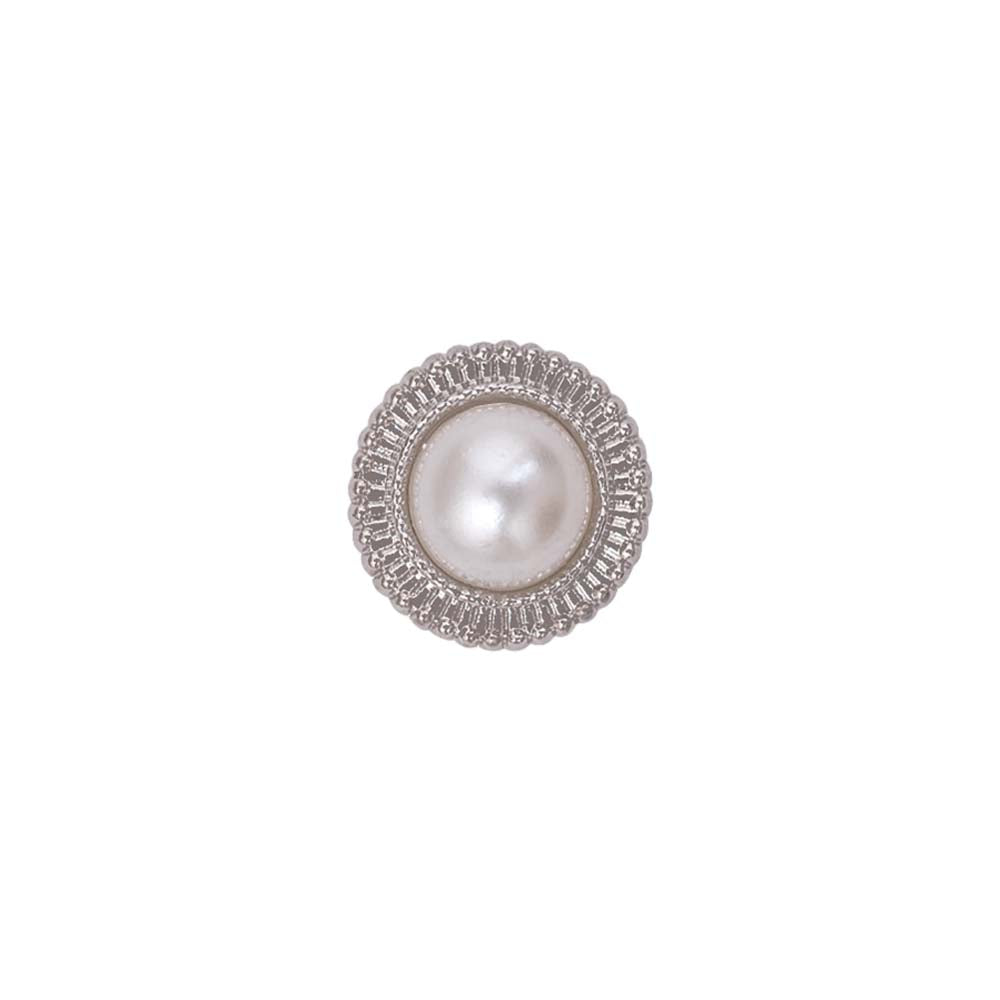 Round Shape Shiny Decorative Pearl Metal Buttons for Dresses