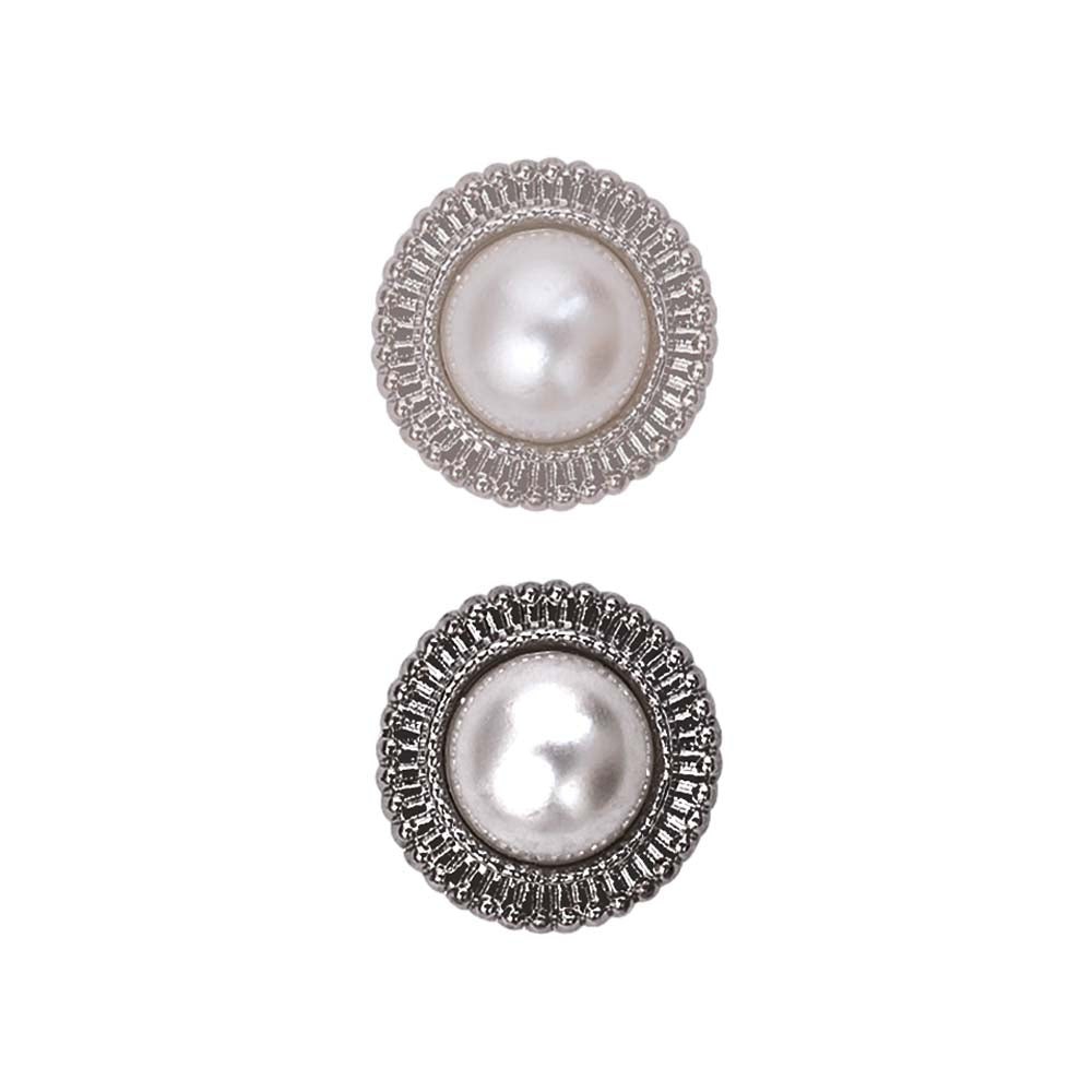 Round Shape Shiny Decorative Pearl Metal Buttons for Dresses