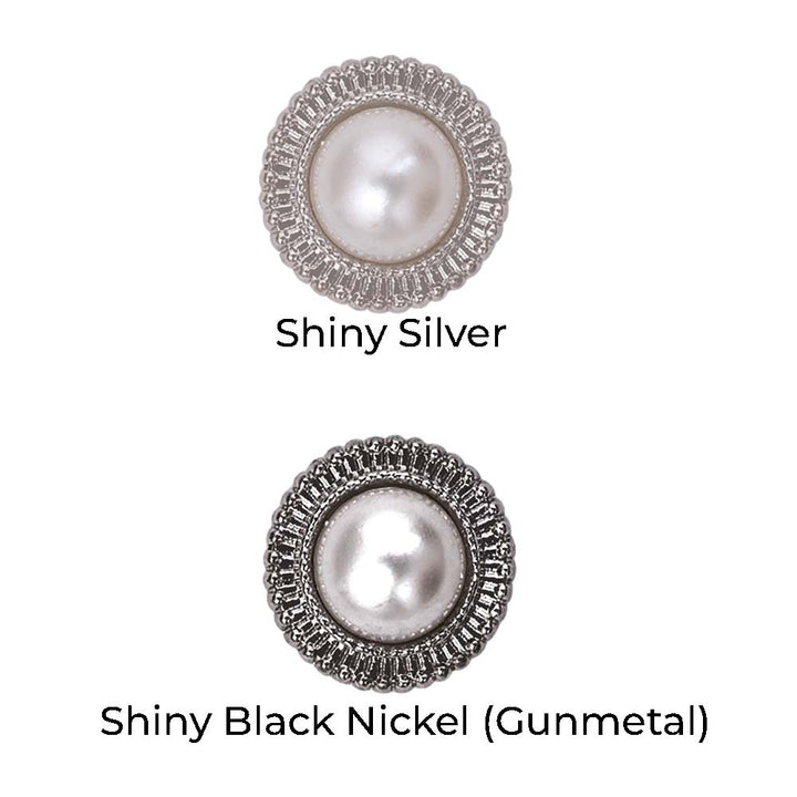 Round Shape Shiny Decorative Pearl Metal Buttons for Dresses