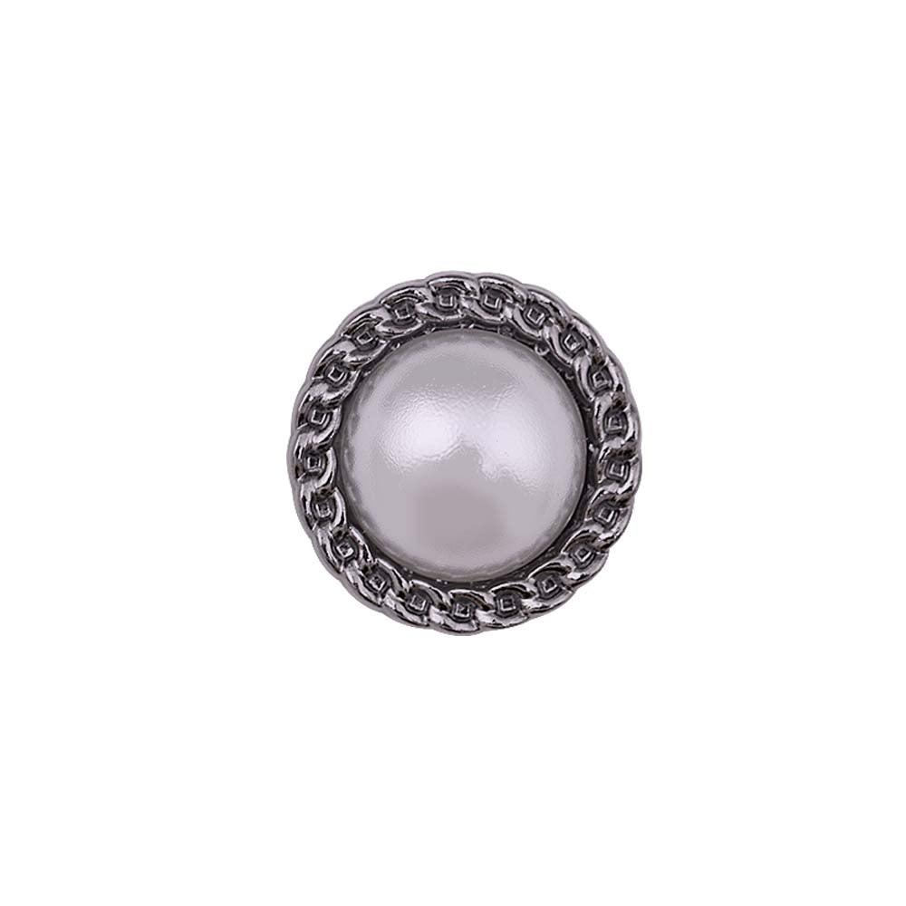 Round Shape Decorative Rim Shiny Gunmetal Pearl Buttons