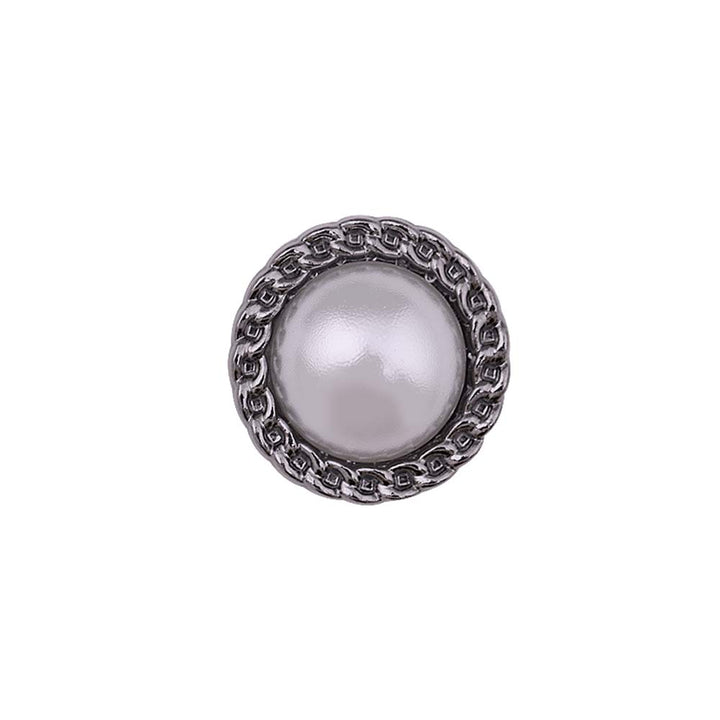 Round Shape Decorative Rim Shiny Gunmetal Pearl Buttons