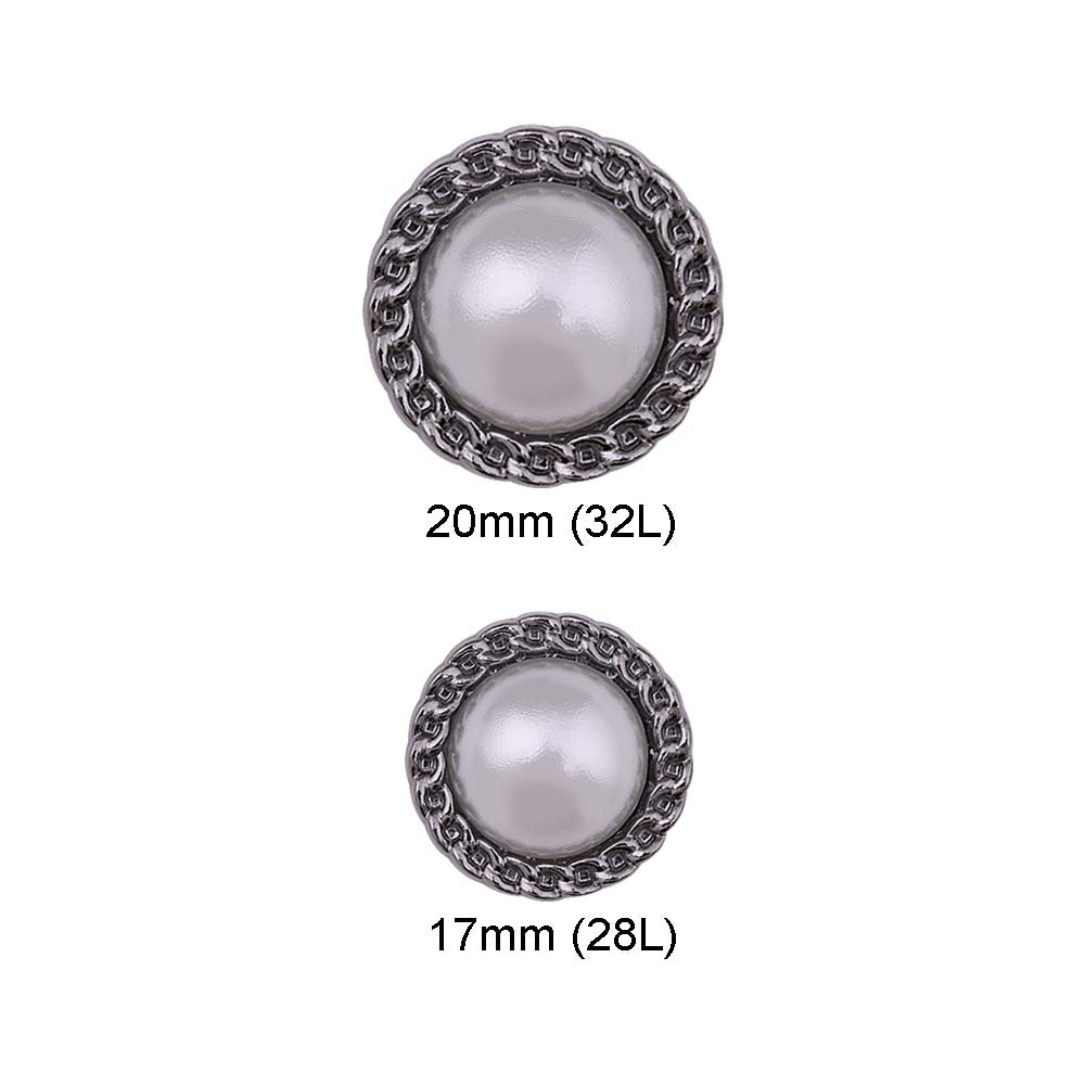 Round Shape Decorative Rim Shiny Gunmetal Pearl Buttons