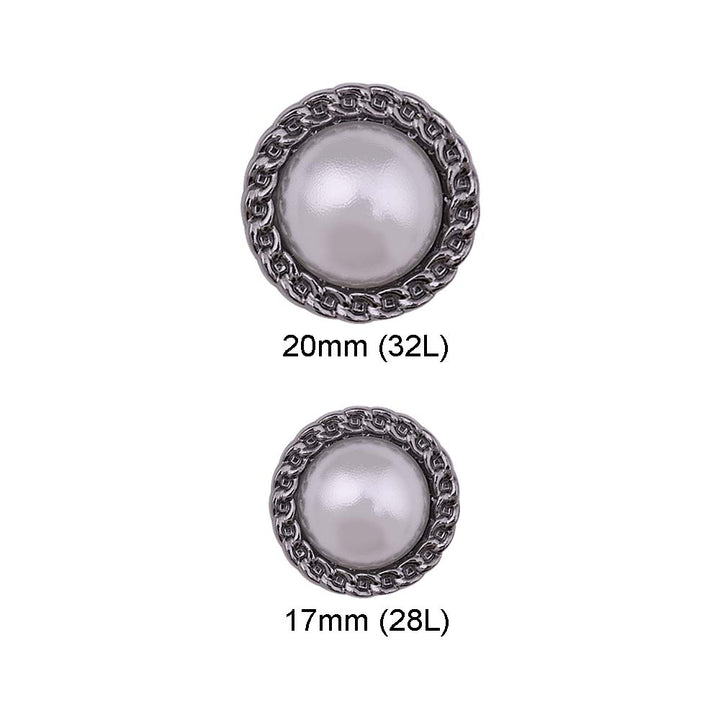 Round Shape Decorative Rim Shiny Gunmetal Pearl Buttons
