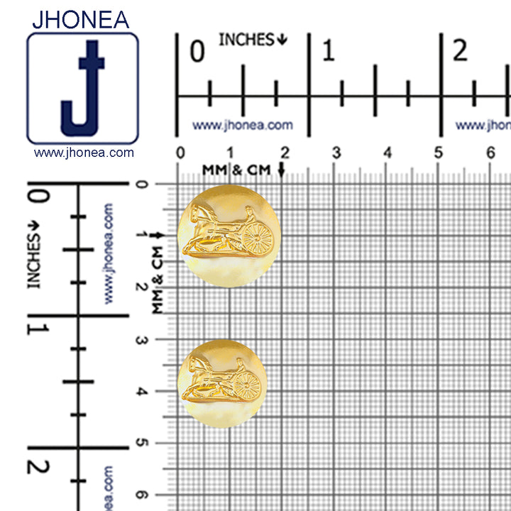 Eye Catching Shiny Bright Gold Chariot Design Metal Buttons