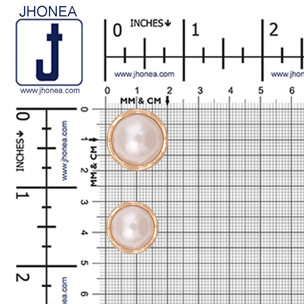 Round Shape Decorative Scalloped Rim Shiny Gold Pearl Buttons