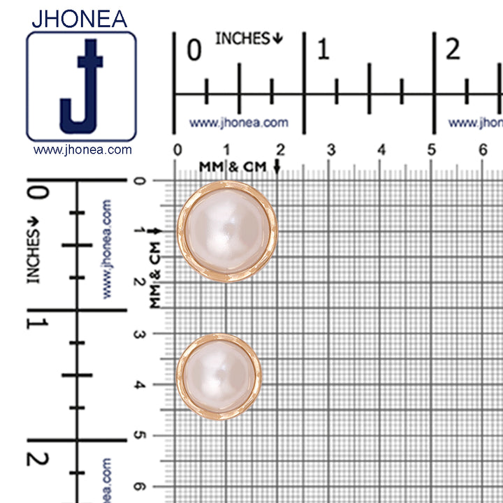 Round Shape Decorative Scalloped Rim Shiny Gold Pearl Buttons