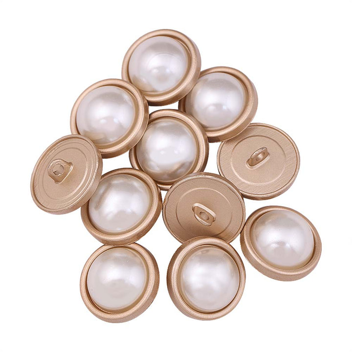 Plain Rounded Rim Matte Gold Pearl Buttons