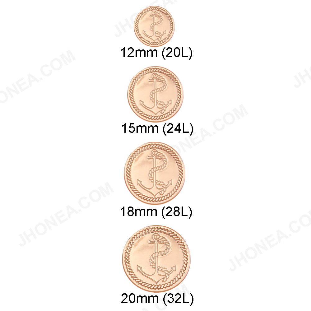 Shiny Gold Chrome Finish Anchor Design Coat/Suit Buttons