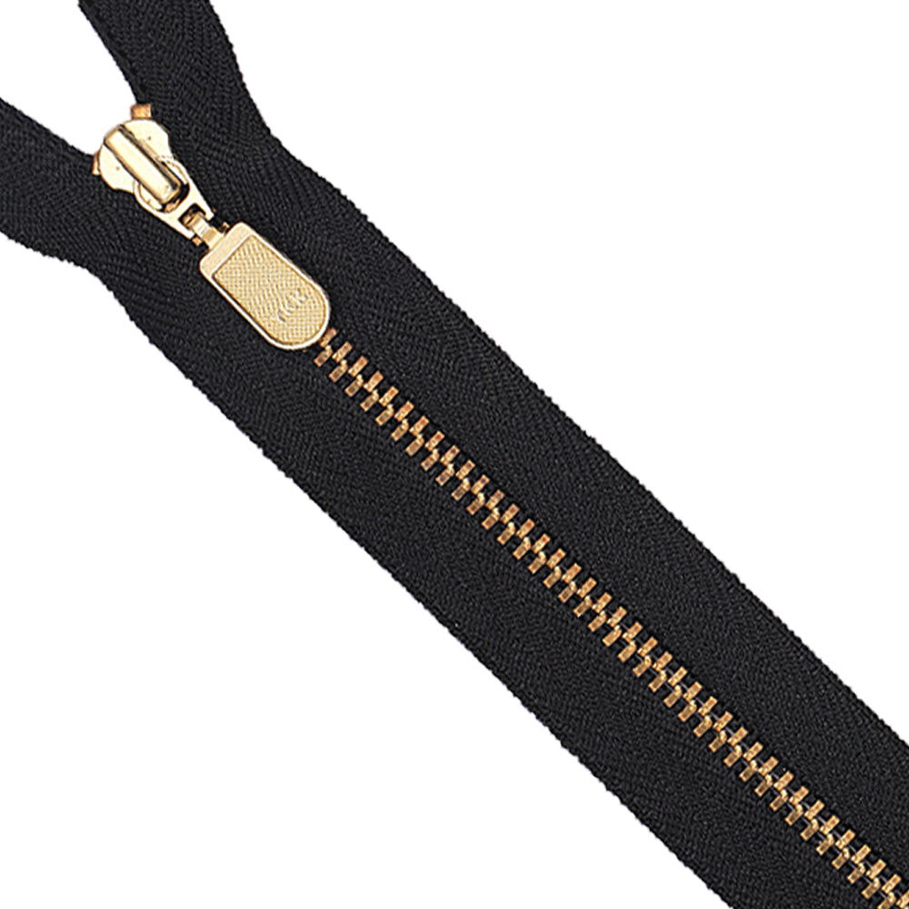 YKK- #3 Shiny Gold Closed-End YKK Metal Zipper