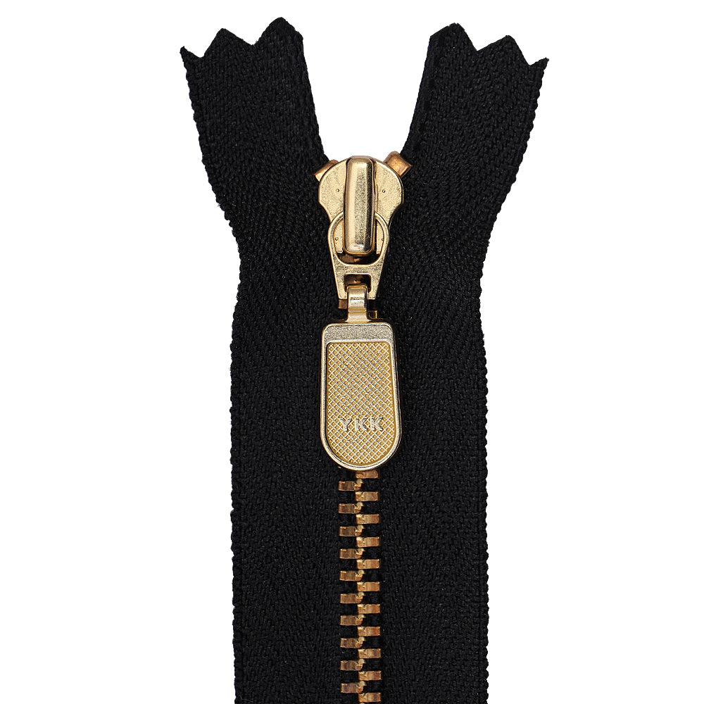 YKK- #3 Shiny Gold Closed-End YKK Metal Zipper