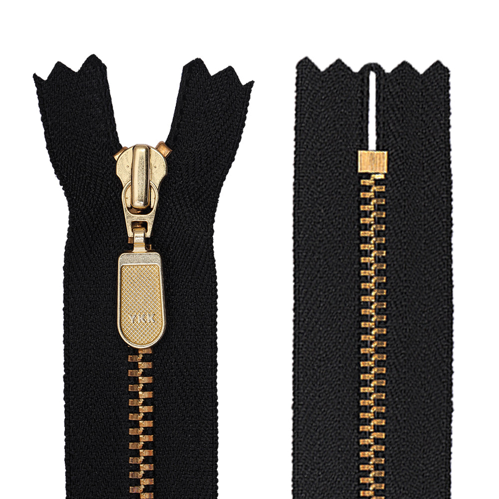 YKK- #3 Shiny Gold Closed-End YKK Metal Zipper