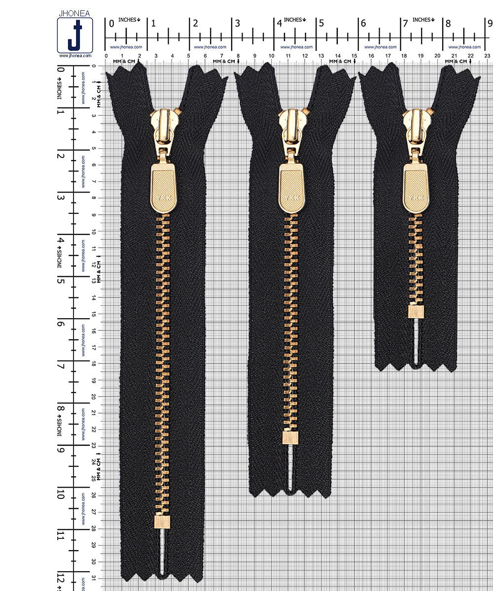 YKK- #3 Shiny Gold Closed-End YKK Metal Zipper