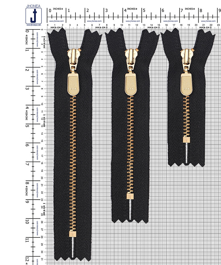 YKK- #3 Shiny Gold Closed-End YKK Metal Zipper