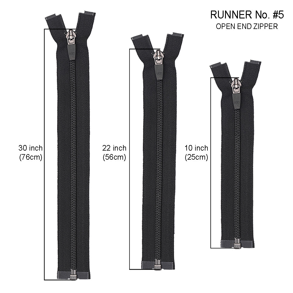 YKK- #5 Black Colour Coil Open-End YKK Jacket Zipper