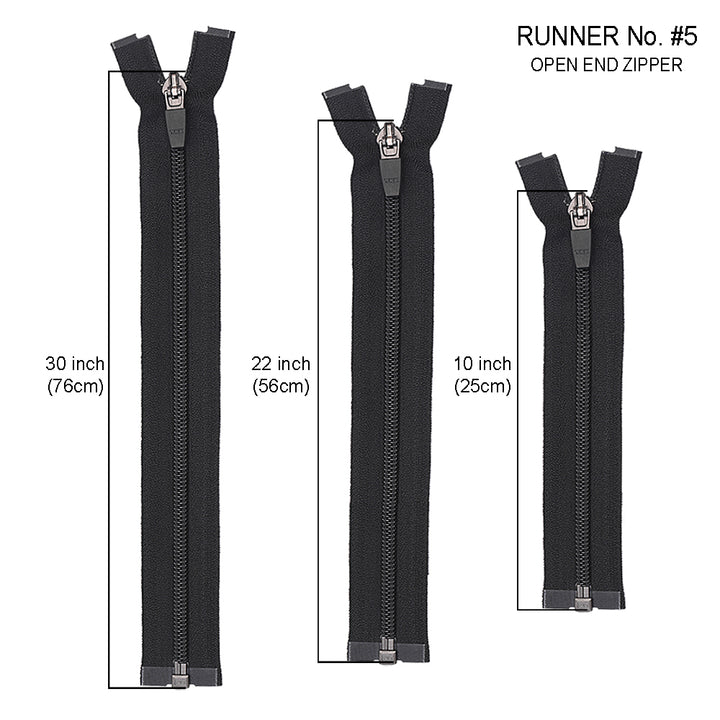 YKK- #5 Black Colour Coil Open-End YKK Jacket Zipper