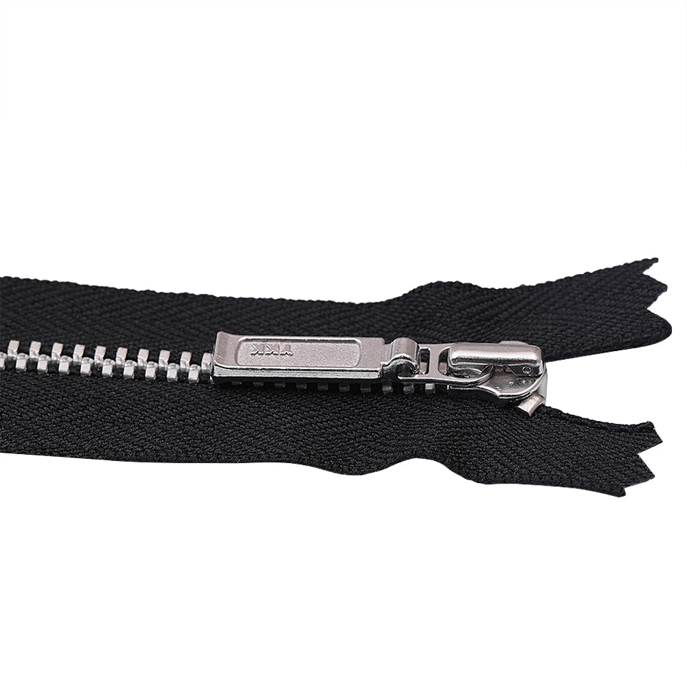 YKK- #3 Classic Silver with Black Tape YKK Metal Zipper