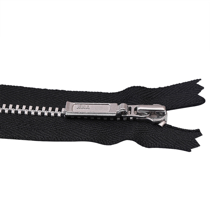 YKK- #3 Classic Silver with Black Tape YKK Metal Zipper