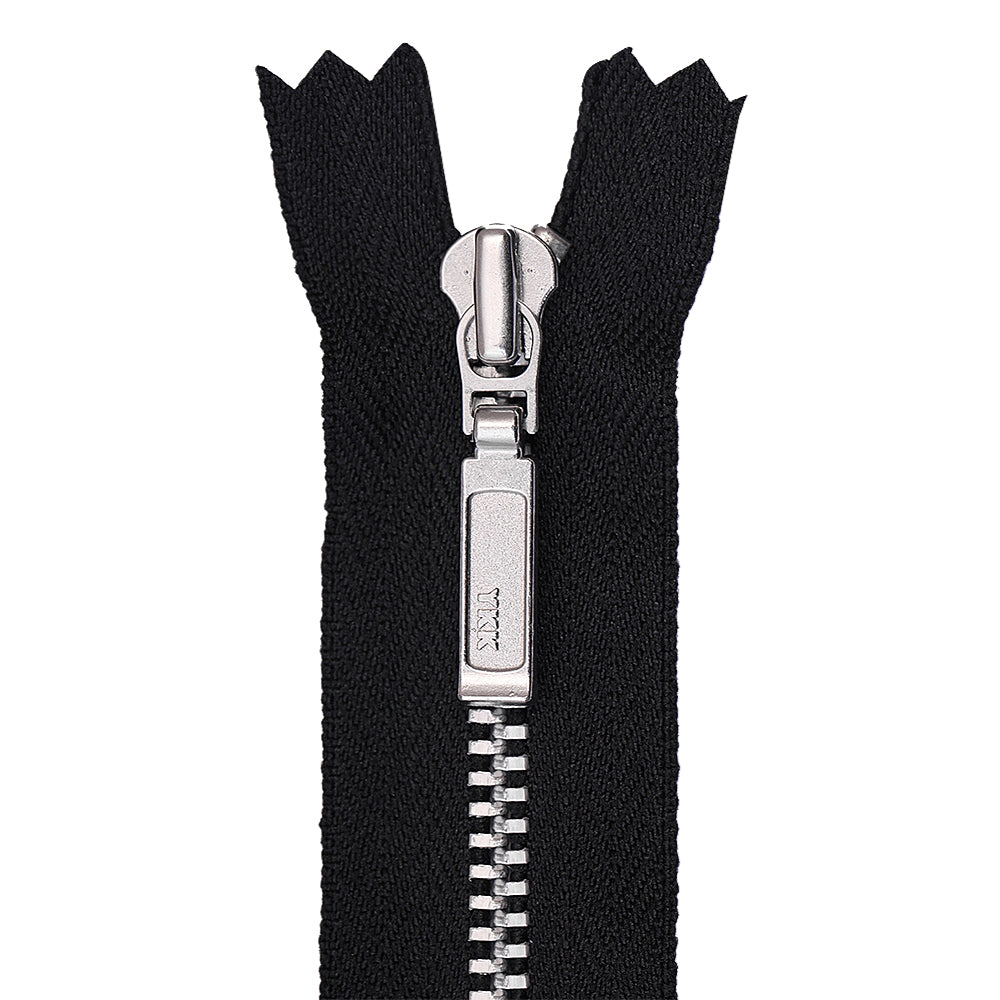 YKK- #3 Classic Silver with Black Tape YKK Metal Zipper