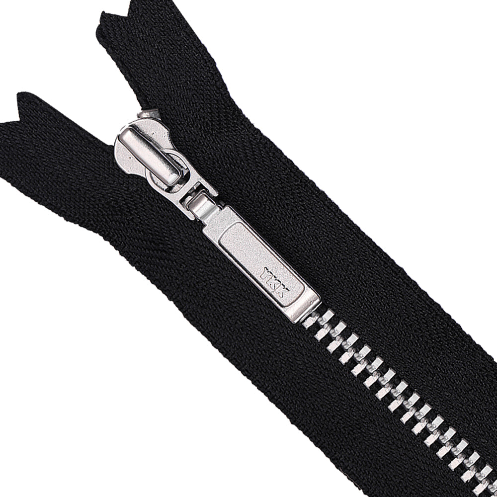 YKK- #3 Classic Silver with Black Tape YKK Metal Zipper