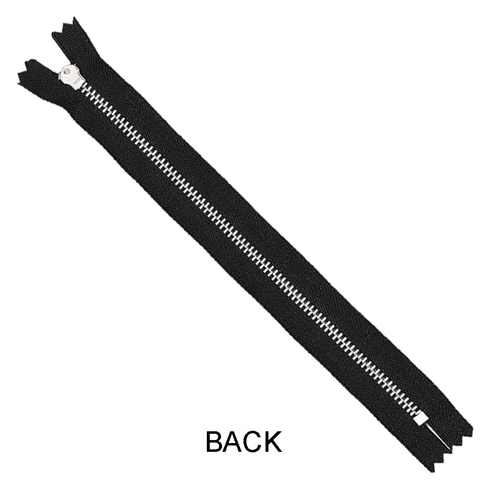 YKK- #3 Classic Silver with Black Tape YKK Metal Zipper