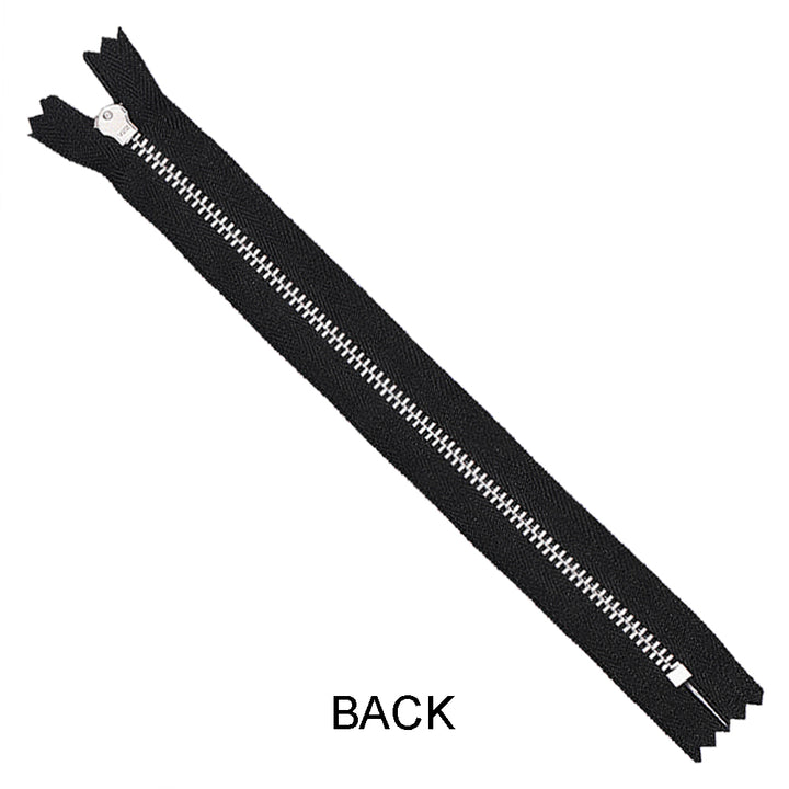 YKK- #3 Classic Silver with Black Tape YKK Metal Zipper