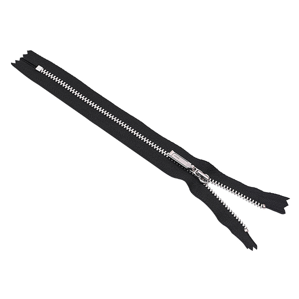 YKK- #3 Classic Silver with Black Tape YKK Metal Zipper