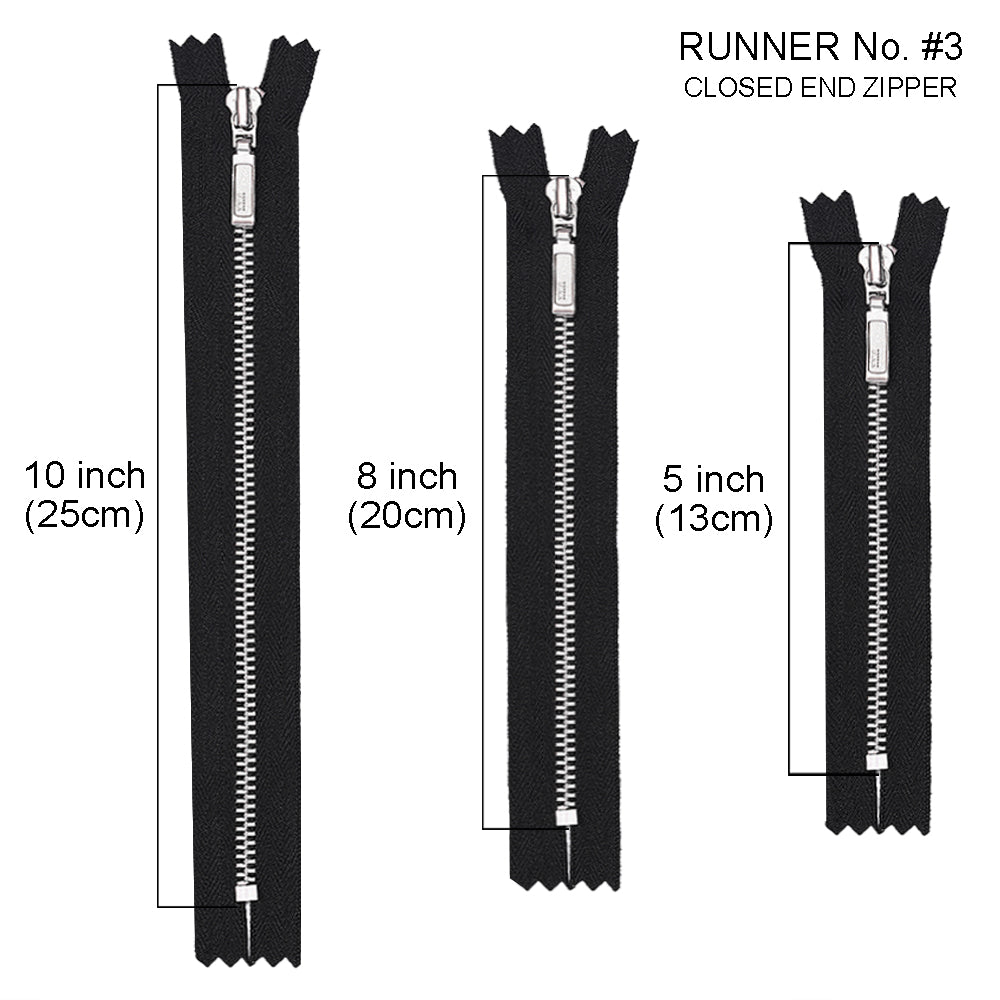 YKK- #3 Classic Silver Closed-End YKK Metal Zipper