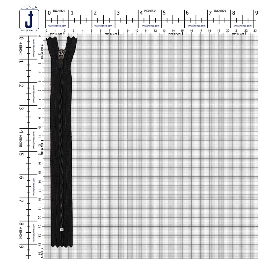 YKK- #3 Black Coil 8inch Closed-End YKK Fly Zipper