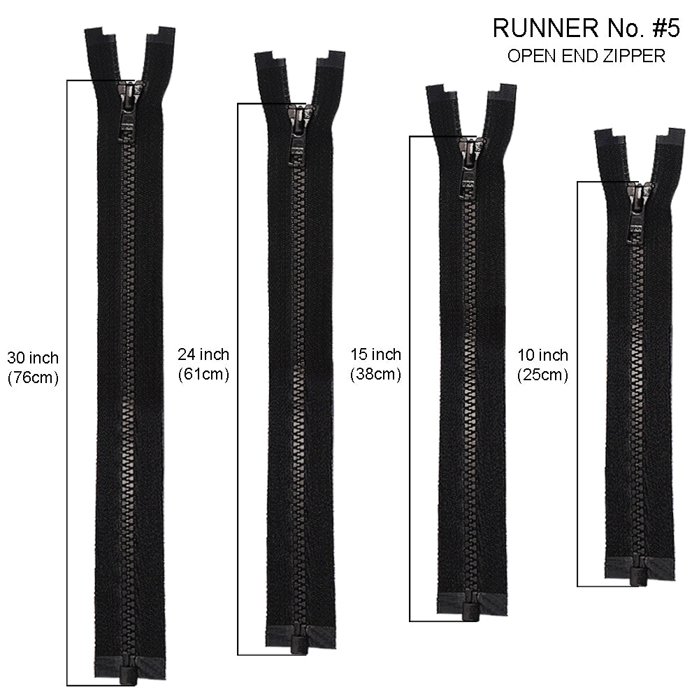 YKK- #5 Black Vislon Open-End & Closed-End YKK Zipper