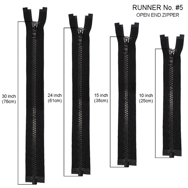 YKK- #5 Black Vislon Open-End & Closed-End YKK Zipper