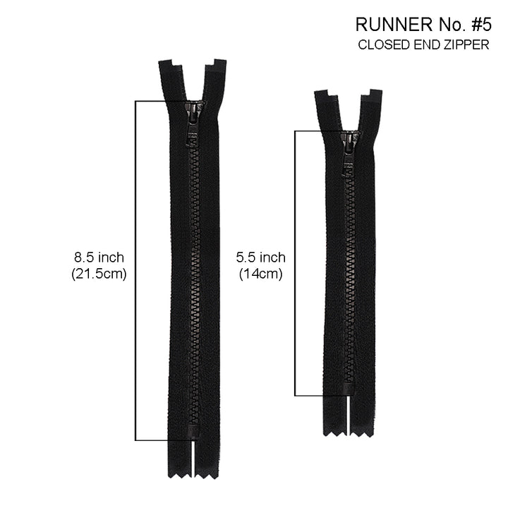 YKK- #5 Black Vislon Open-End & Closed-End YKK Zipper