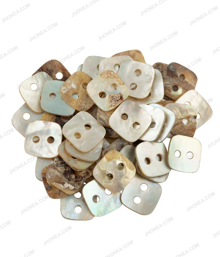 Square Shape Iridescent Rainbow 2-Hole Natural Buttons