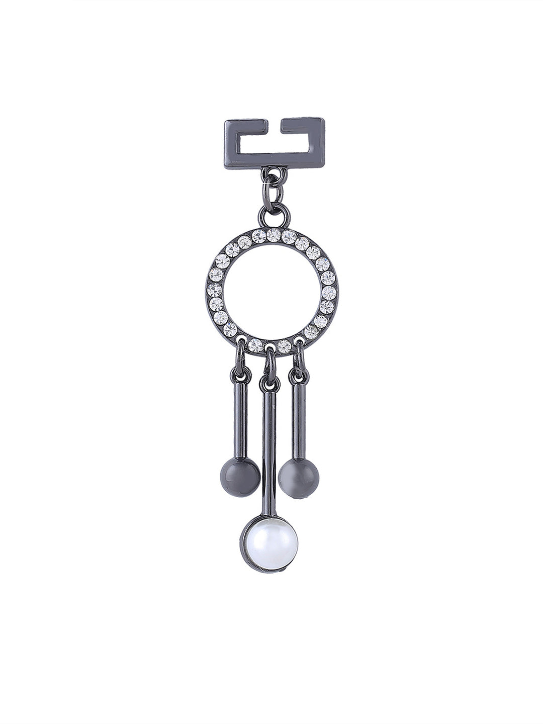 Decorative Gunmetal Diamond & Pearl Embellishment